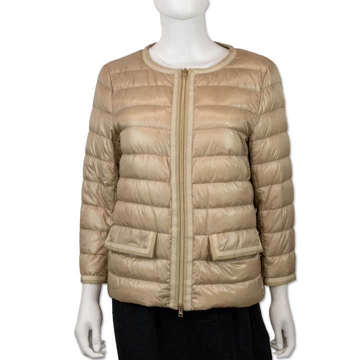 Herno Classic Gold Grosgrain Trim Down Puffer Jacket