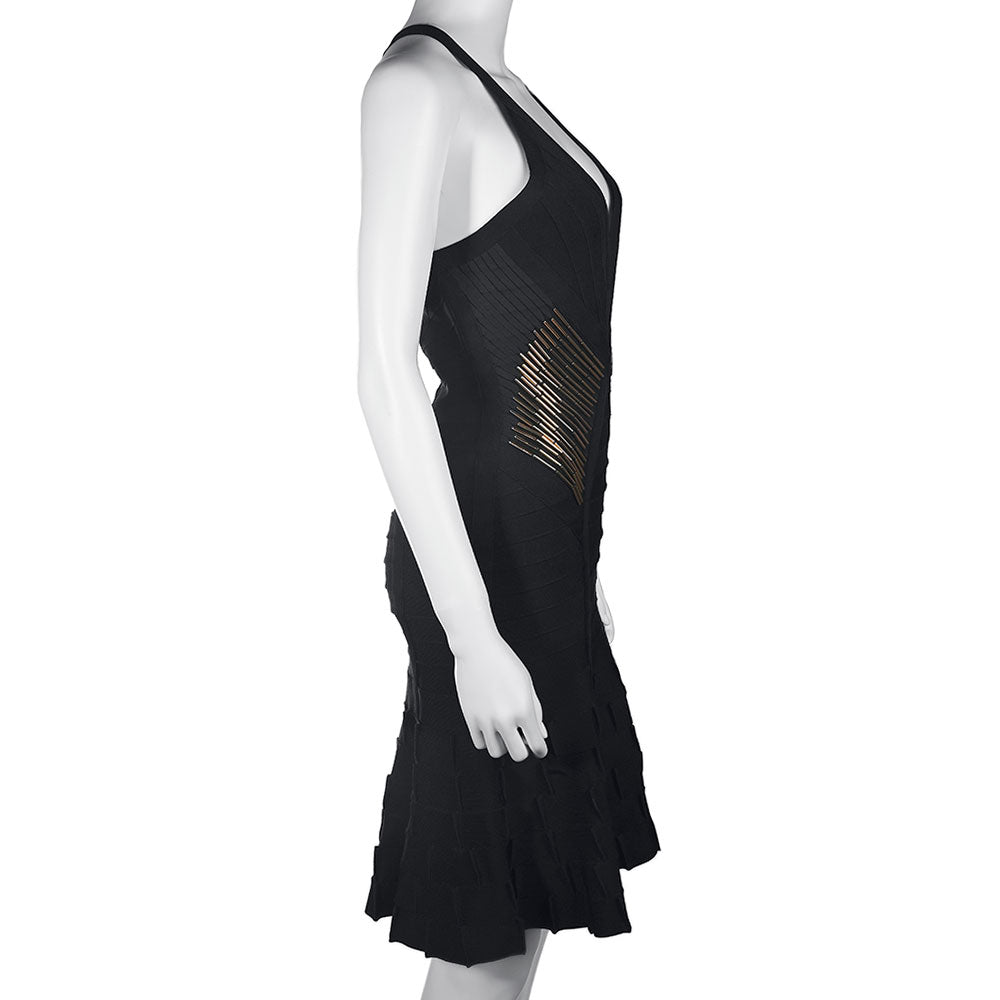 Herve Leger Black Gold Beaded Bandage Midi Dress | DBLTKE Luxury Consignment Boutique Herve Leger Black Gold Beaded Bandage Midi Dress | DBLTKE Luxury Consignment Boutique