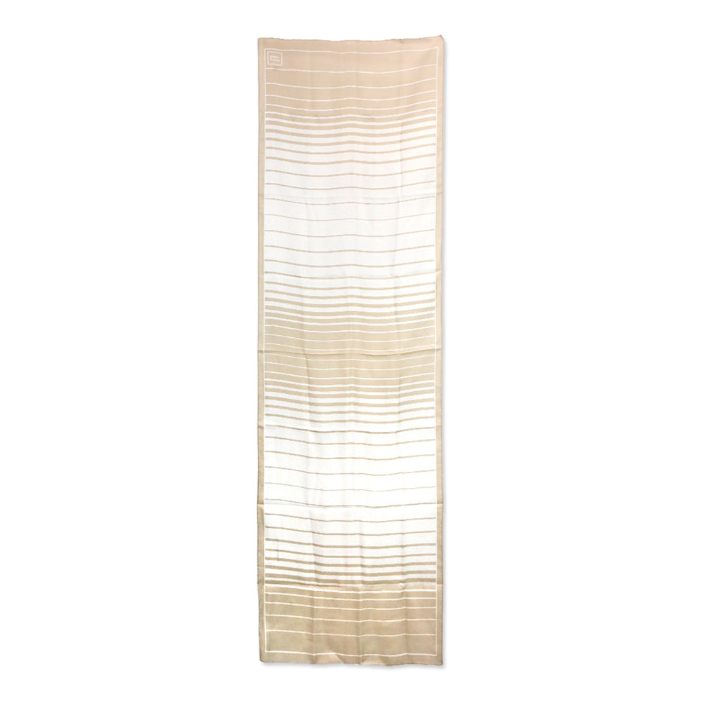 Herve Leger Beige and White Striped Silk Scarf