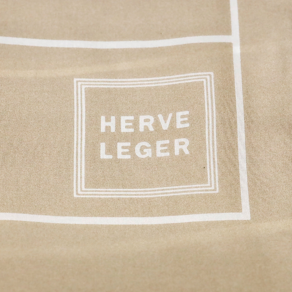 Herve Leger Beige and White Striped Silk Scarf