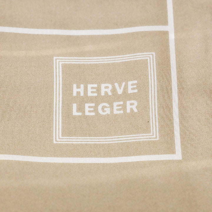Herve Leger Beige and White Striped Silk Scarf