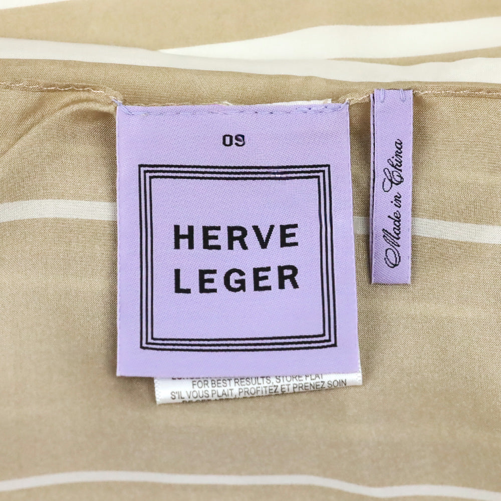 Herve Leger Beige and White Striped Silk Scarf