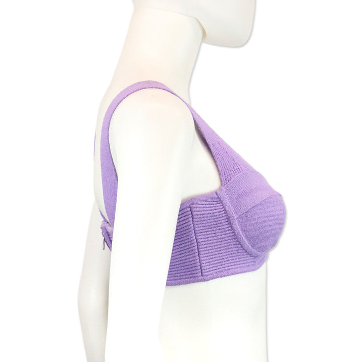 Herve Leger Purple Orchid Cotton-blend Bouclé Bralette Top