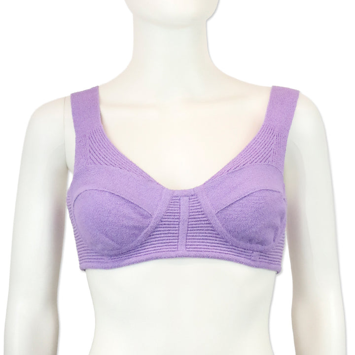 Herve Leger Purple Orchid Cotton-blend Bouclé Bralette Top