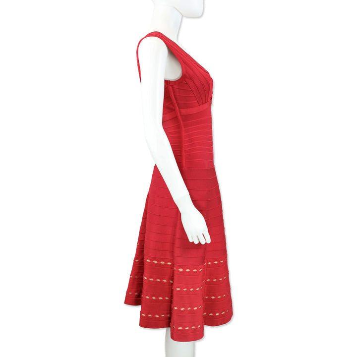 Herve Leger Red Kyra Bandage A-Line Dress