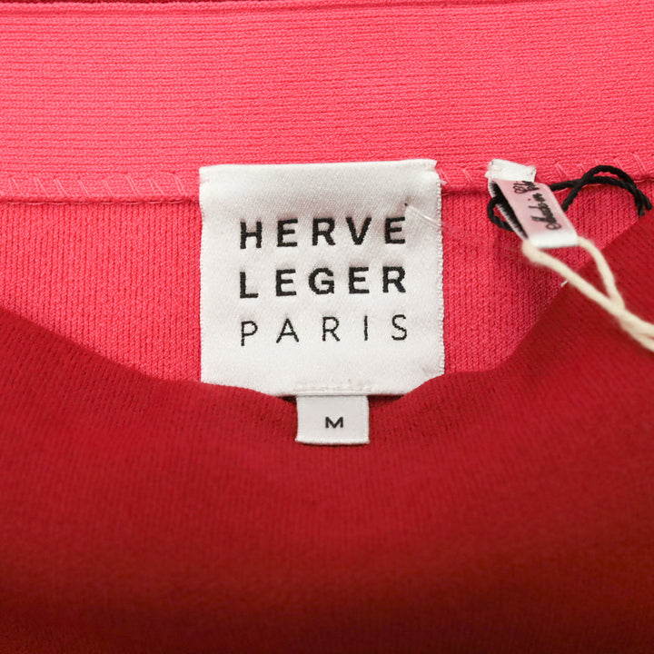 Herve Leger Red Stretch Knit Maxi Skirt