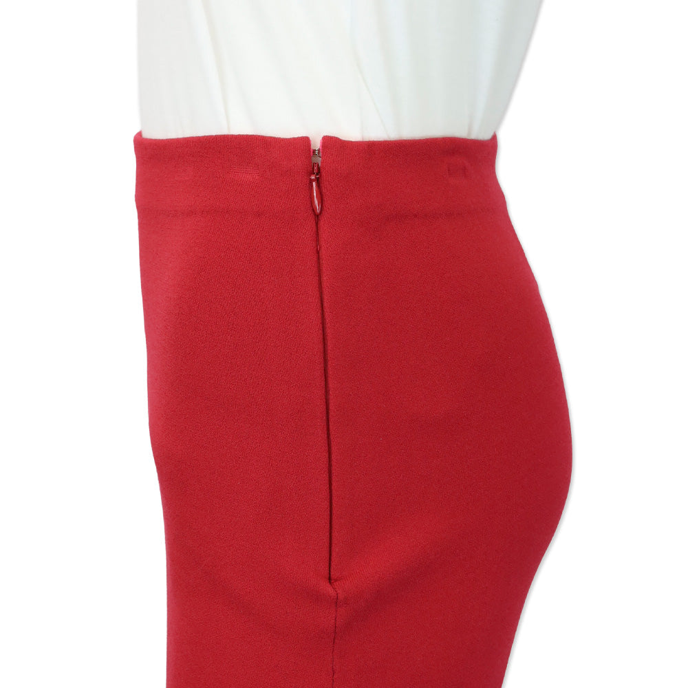 Herve Leger Red Stretch Knit Maxi Skirt