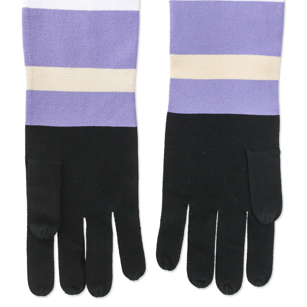 Hervé Legér x Law Roach Lavender Multi Striped Knit Long Gloves