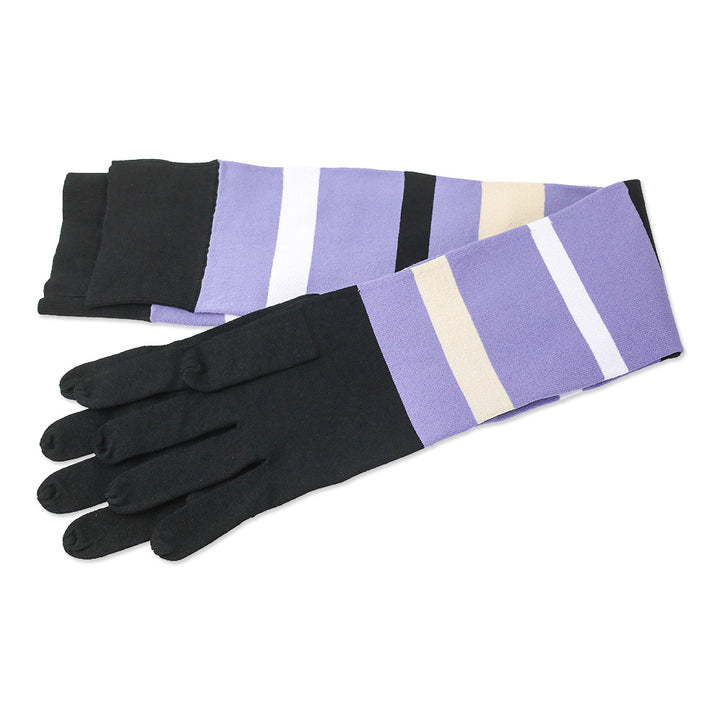 Hervé Legér x Law Roach Lavender Multi Striped Knit Long Gloves
