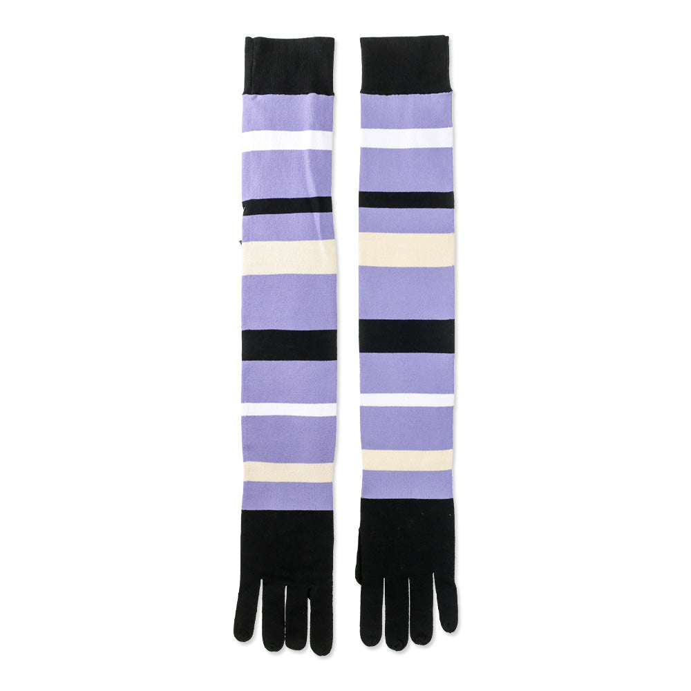 Hervé Legér x Law Roach Lavender Multi Striped Knit Long Gloves