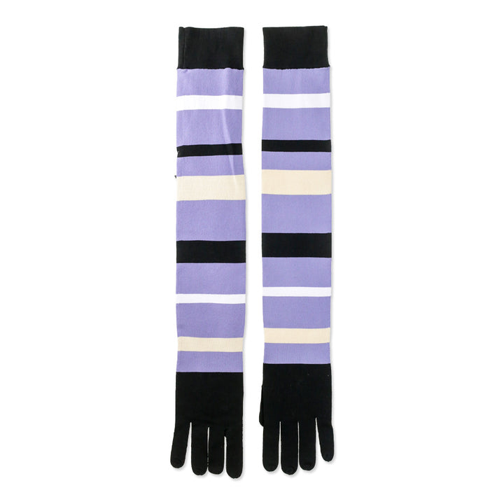 Hervé Legér x Law Roach Lavender Multi Striped Knit Long Gloves