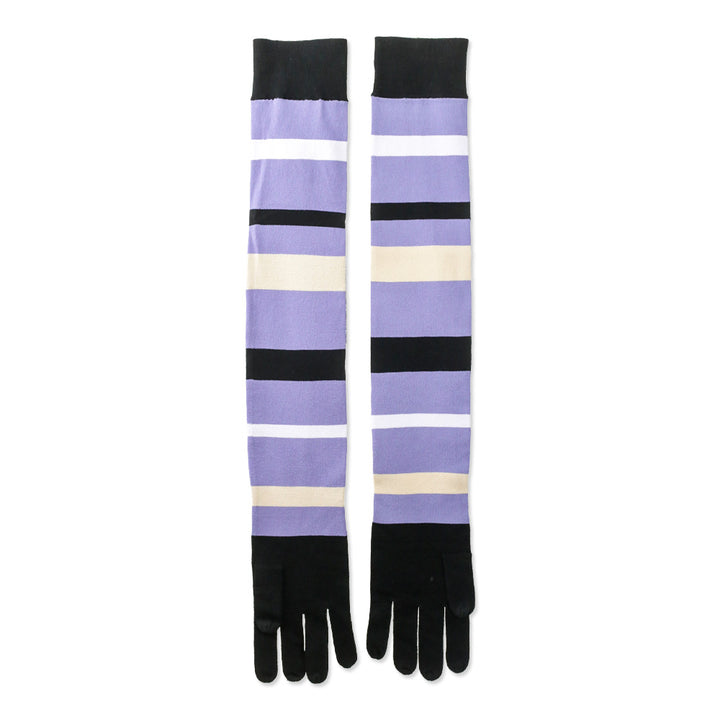 Hervé Legér x Law Roach Lavender Multi Striped Knit Long Gloves