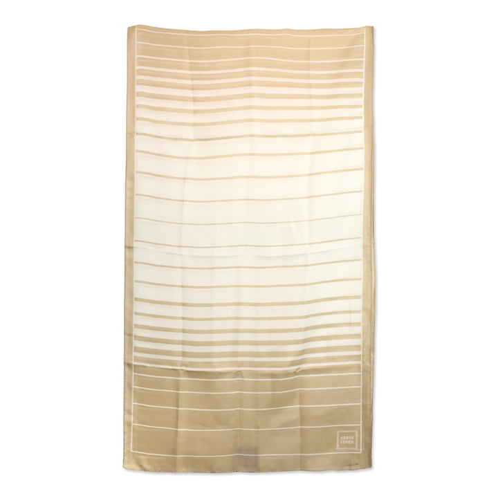 Herve Leger Beige and White Striped Silk Scarf