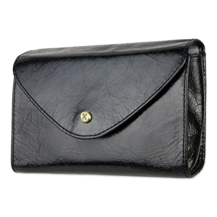 Hobo Black Crinkle Patent Leather Envelope Forte Belt Bag