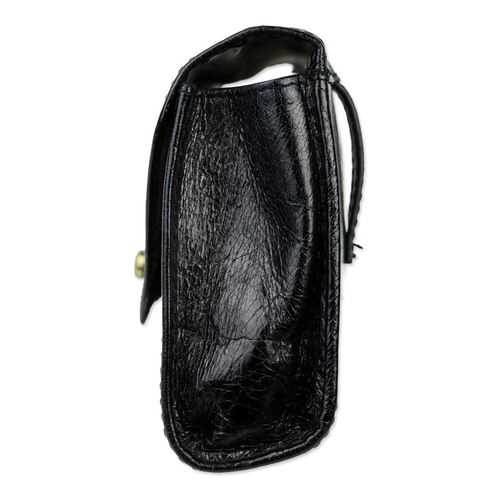 Hobo Black Crinkle Patent Leather Envelope Forte Belt Bag