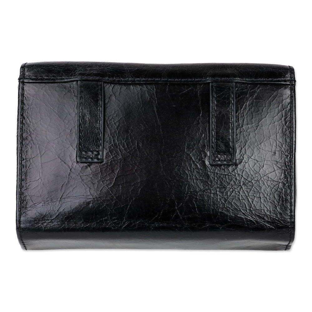 Hobo Black Crinkle Patent Leather Envelope Forte Belt Bag