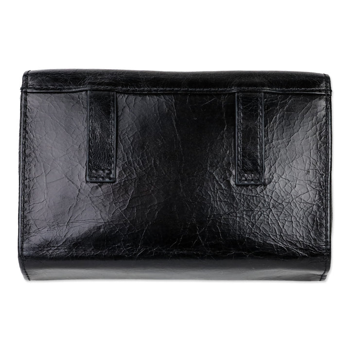 Hobo Black Crinkle Patent Leather Envelope Forte Belt Bag