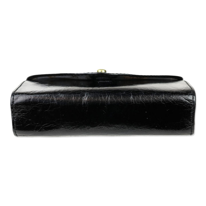 Hobo Black Crinkle Patent Leather Envelope Forte Belt Bag