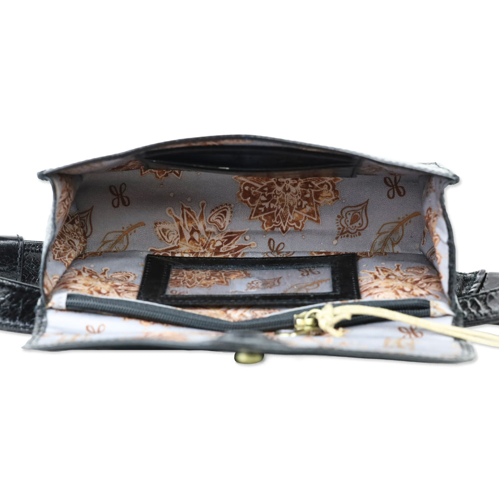 Hobo Black Crinkle Patent Leather Envelope Forte Belt Bag