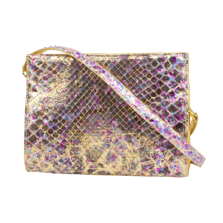 Nancy Gonzalez Gold & Purple Crocodile Mini Frame Bag