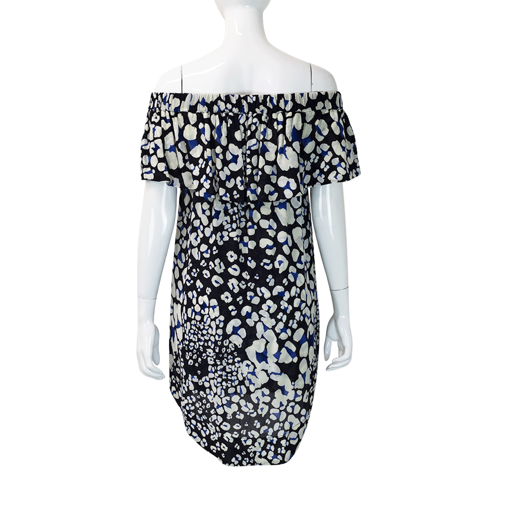 Sea New York Blue & Cream Leopard Print Mini Dress