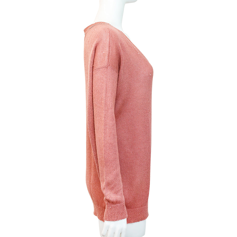 Brunello Cucinelli Pink Knit Tunic Sweater