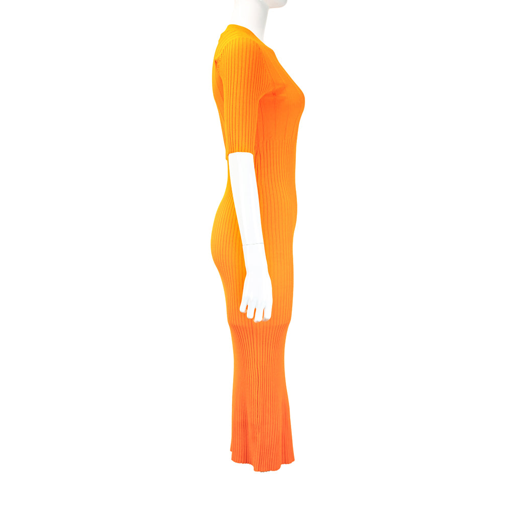 Frame Orange Mixed Rib Sweater Dress