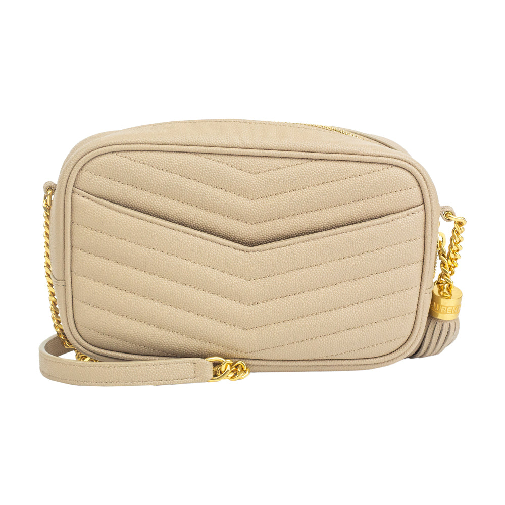 Yves Saint Laurent Gold Chevron Quilted Leather Lou Camera Bag