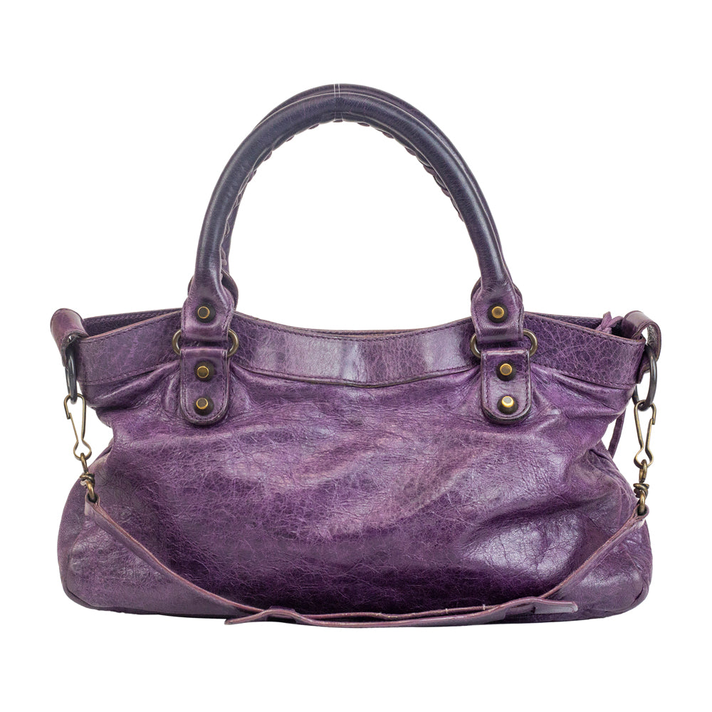 Balenciaga Purple Motocross Classic First Bag | DBLTKE Luxury