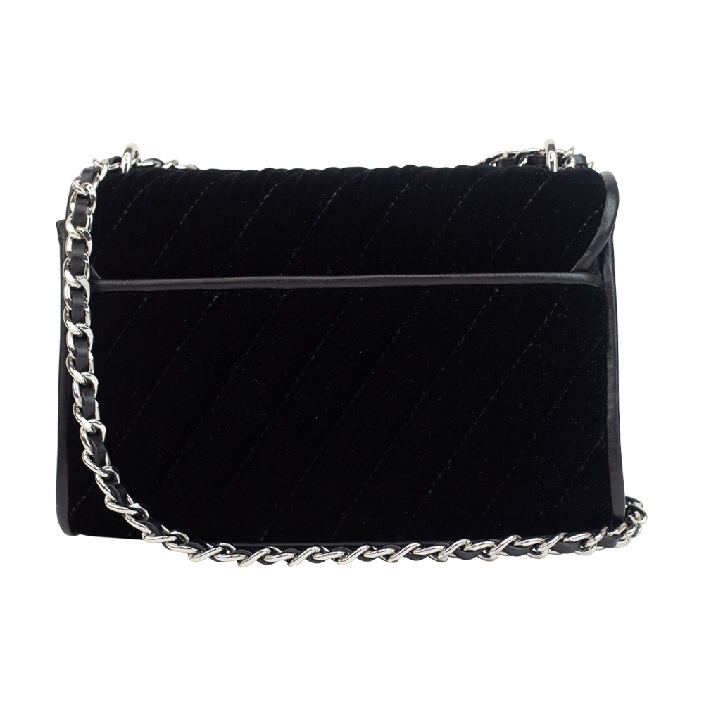 Michael Kors Black Velvet Quilted Small Shoulder Bag