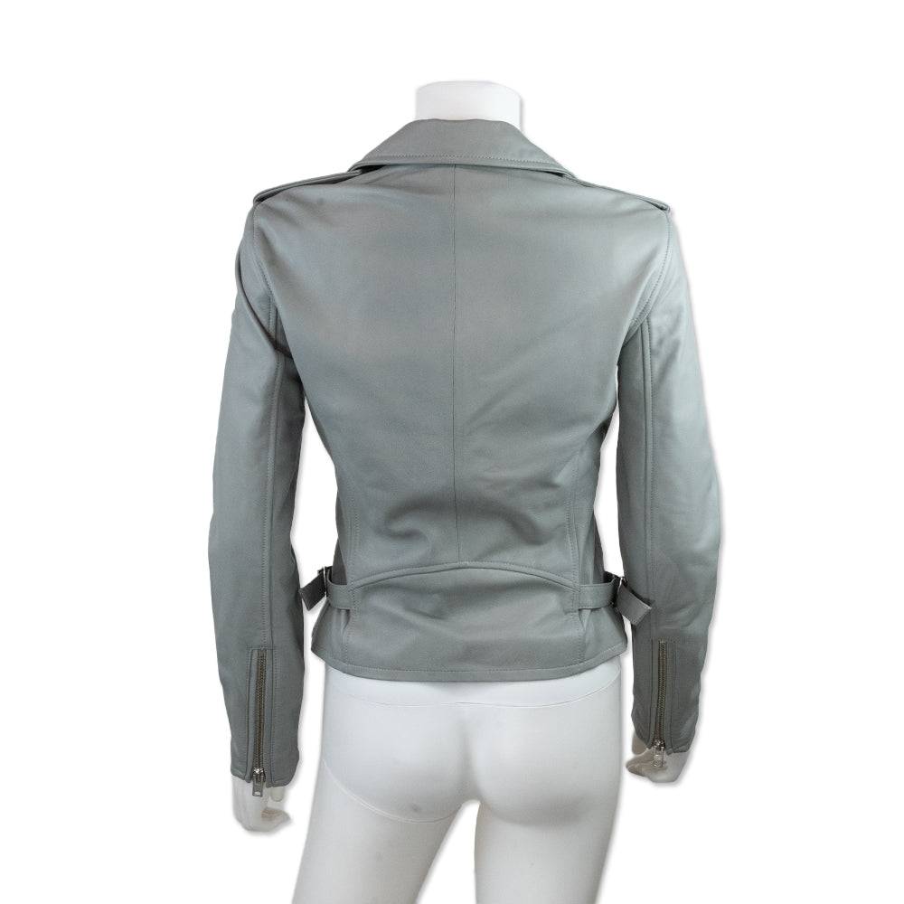 IRO Smokey Gray Leather Biker Jacket