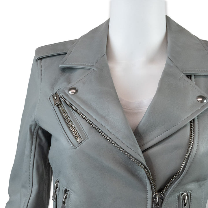 IRO Smokey Gray Leather Biker Jacket