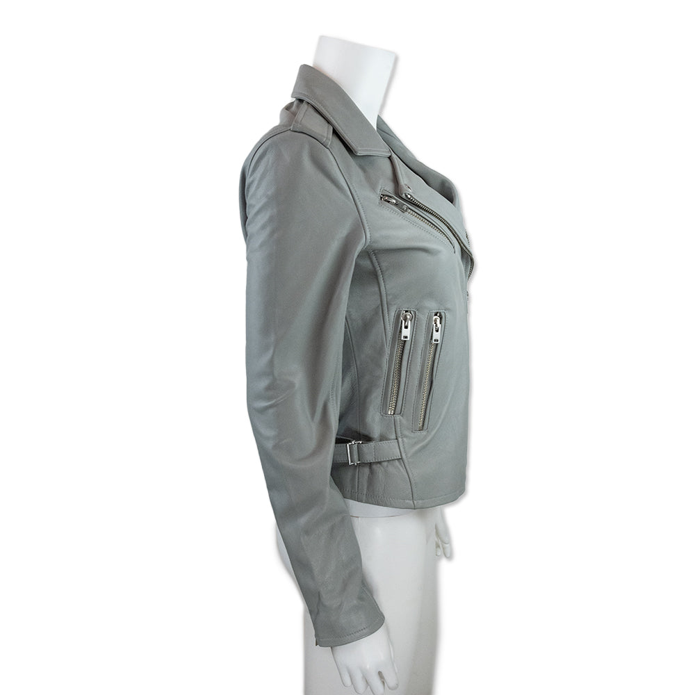 IRO Smokey Gray Leather Biker Jacket