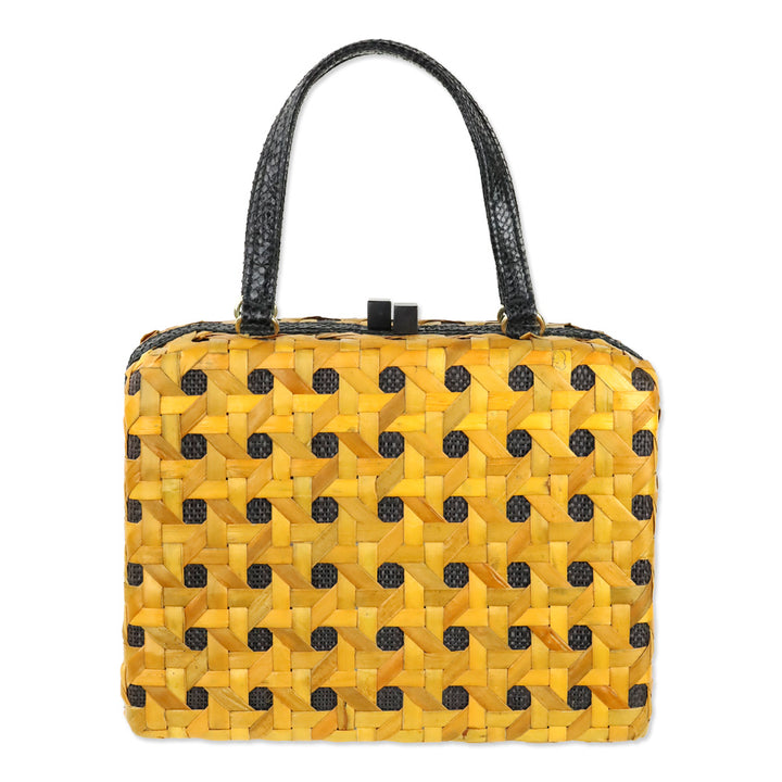 Iha Collection Orange/Black Solihiya Weave Box Bag
