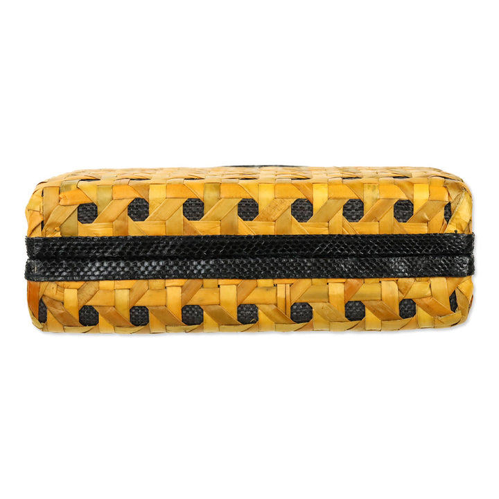 Iha Collection Orange/Black Solihiya Weave Box Bag