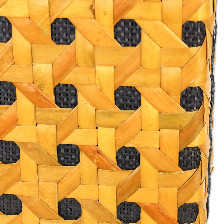 Iha Collection Orange/Black Solihiya Weave Box Bag