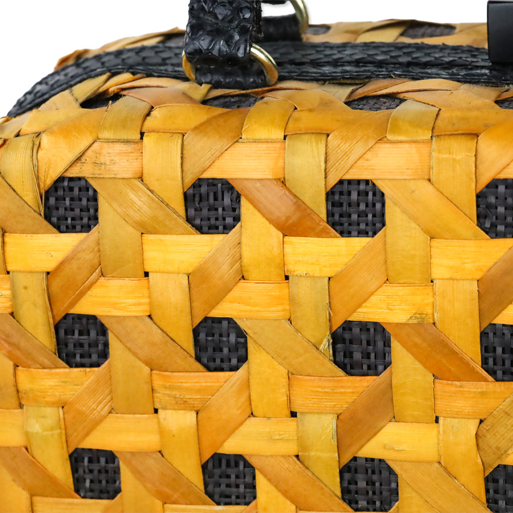 Iha Collection Orange/Black Solihiya Weave Box Bag