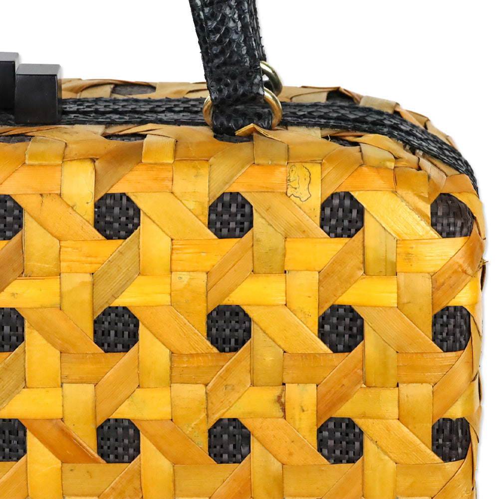 Iha Collection Orange/Black Solihiya Weave Box Bag