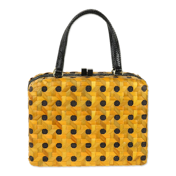 Iha Collection Orange/Black Solihiya Weave Box Bag