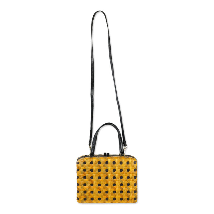 Iha Collection Orange/Black Solihiya Weave Box Bag