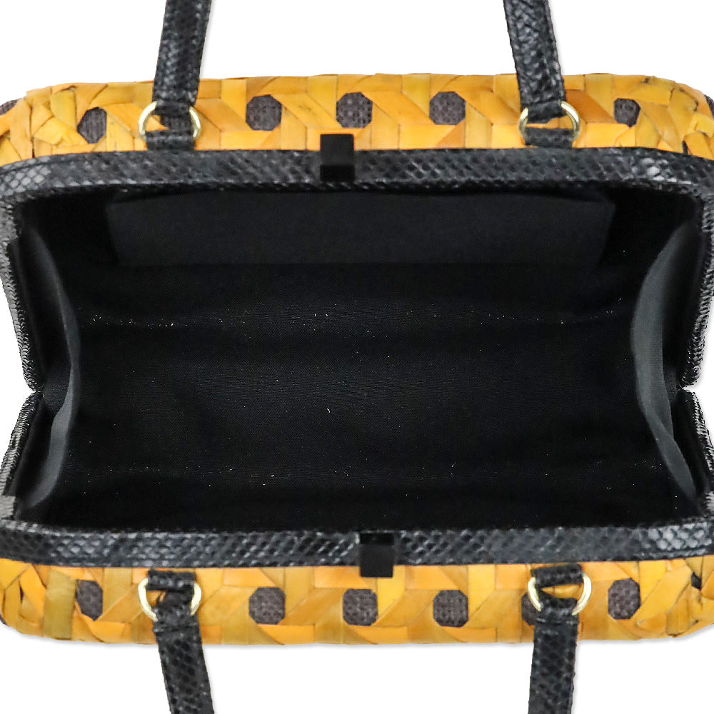 Iha Collection Orange/Black Solihiya Weave Box Bag