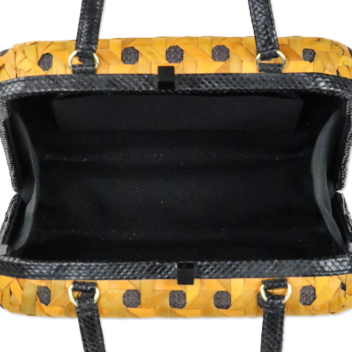 Iha Collection Orange/Black Solihiya Weave Box Bag