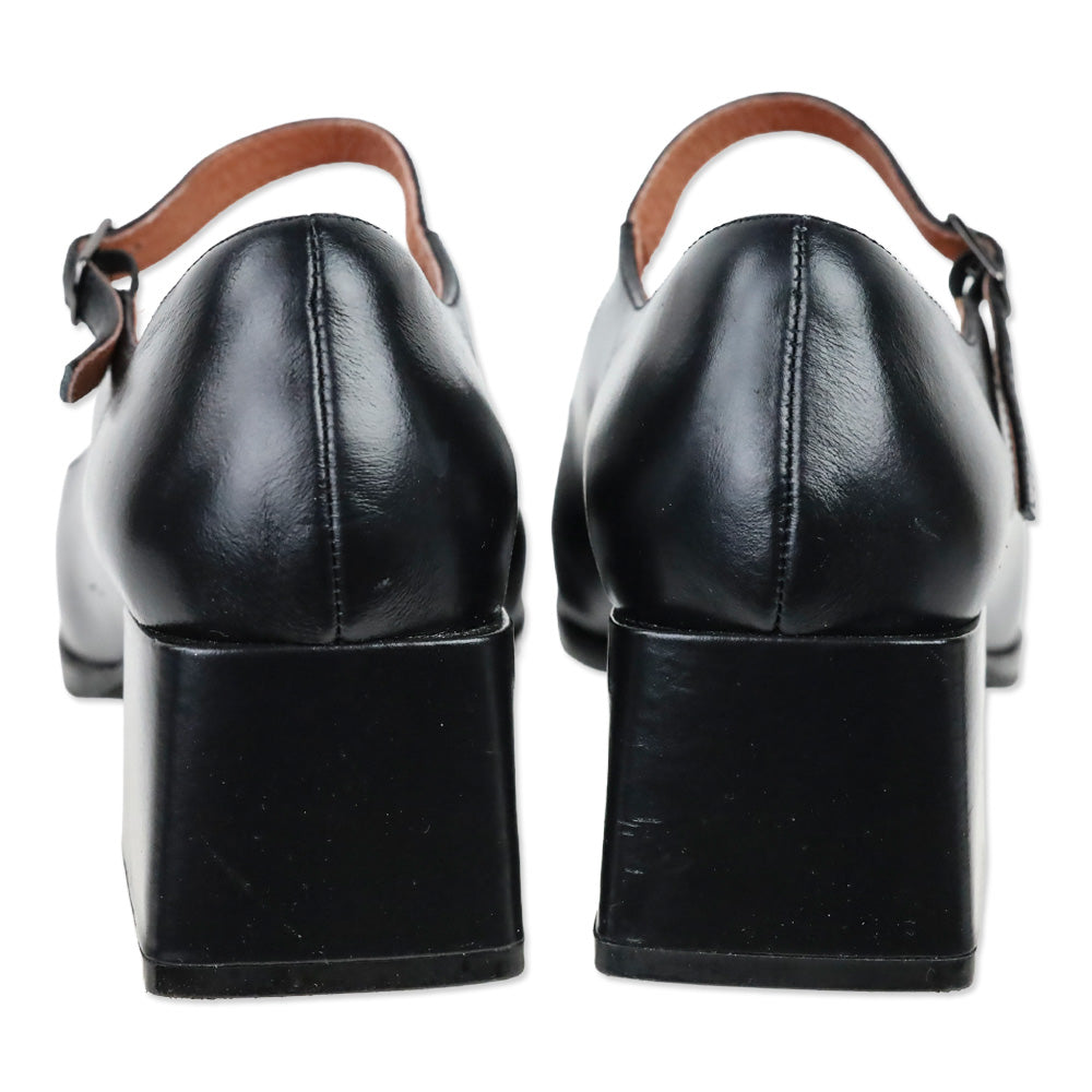 Intentionally Blank Christopher Black Leather Mary Jane Heel Pump