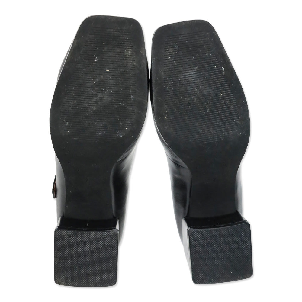 Intentionally Blank Christopher Black Leather Mary Jane Heel Pump