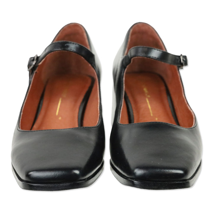 Intentionally Blank Christopher Black Leather Mary Jane Heel Pump