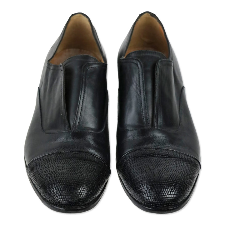 Intermix Black Leather Karen Slip-On Loafers