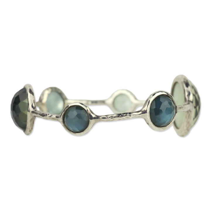 Ippolita Rock Crystal over Mother-of-Pearl Six Station Silver Rock Candy Bangle