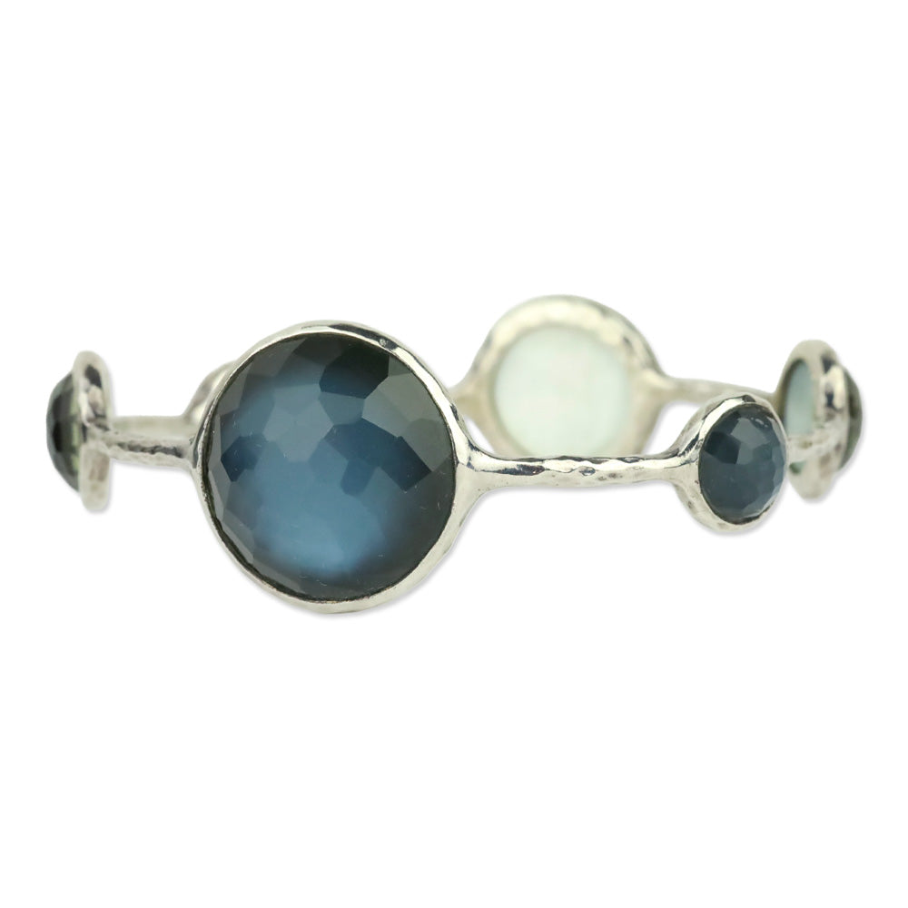 Ippolita Rock Crystal over Mother-of-Pearl Six Station Silver Rock Candy Bangle