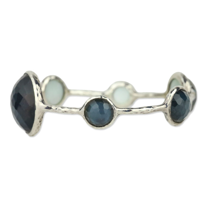 Ippolita Rock Crystal over Mother-of-Pearl Six Station Silver Rock Candy Bangle