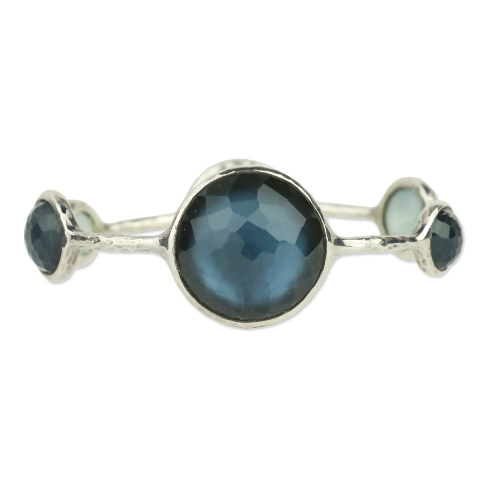 Ippolita Rock Crystal over Mother-of-Pearl Six Station Silver Rock Candy Bangle
